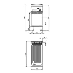 Elektrická grilovací deska - 6,6 kW - drážkovaná