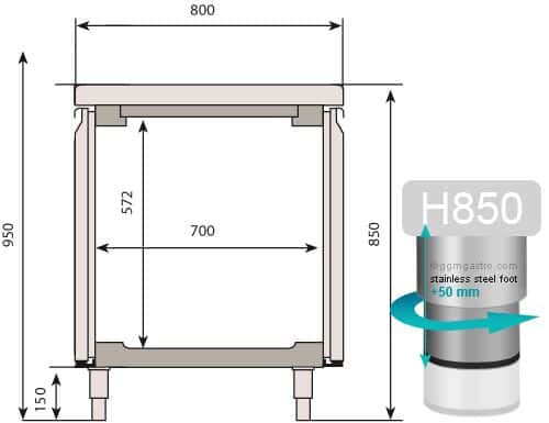 Bäckereikühltisch Premium PLUS - 1618x800mm - mit Durchreiche