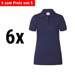 (6 Stück) KARLOWSKY | Damen Workwear Poloshirt Basic - Marine - Größe: M