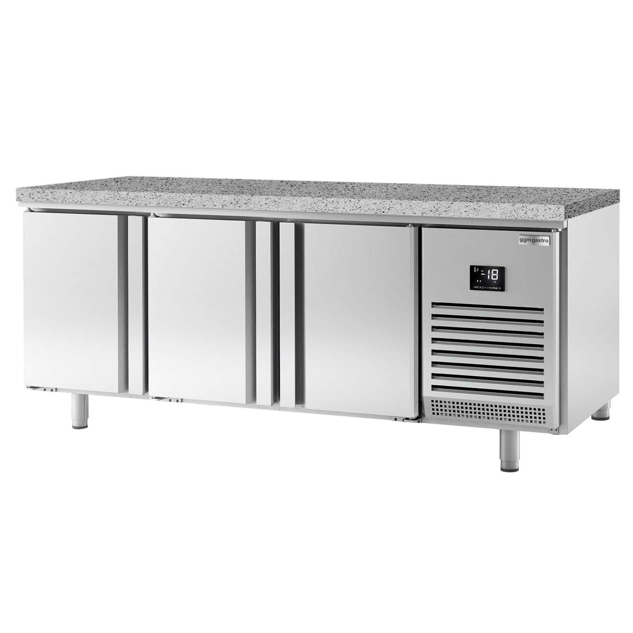 Bäckereitiefkühltisch Premium PLUS - 2185x800mm - mit 3 Türen & Granitarbeitsplatte