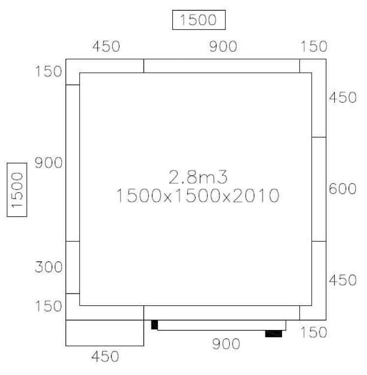 Tiefkühlzelle - 1500x1500mm - 2,8m³ - inkl. Lamellen