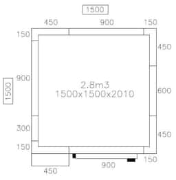 Tiefkühlzelle - 1500x1500mm - 2,8m³ - inkl. Lamellen