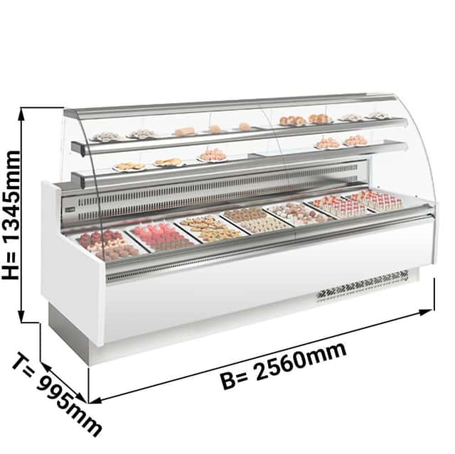 Kuchentheke - 2560mm - mit LED-Beleuchtung & 2 Ablagen