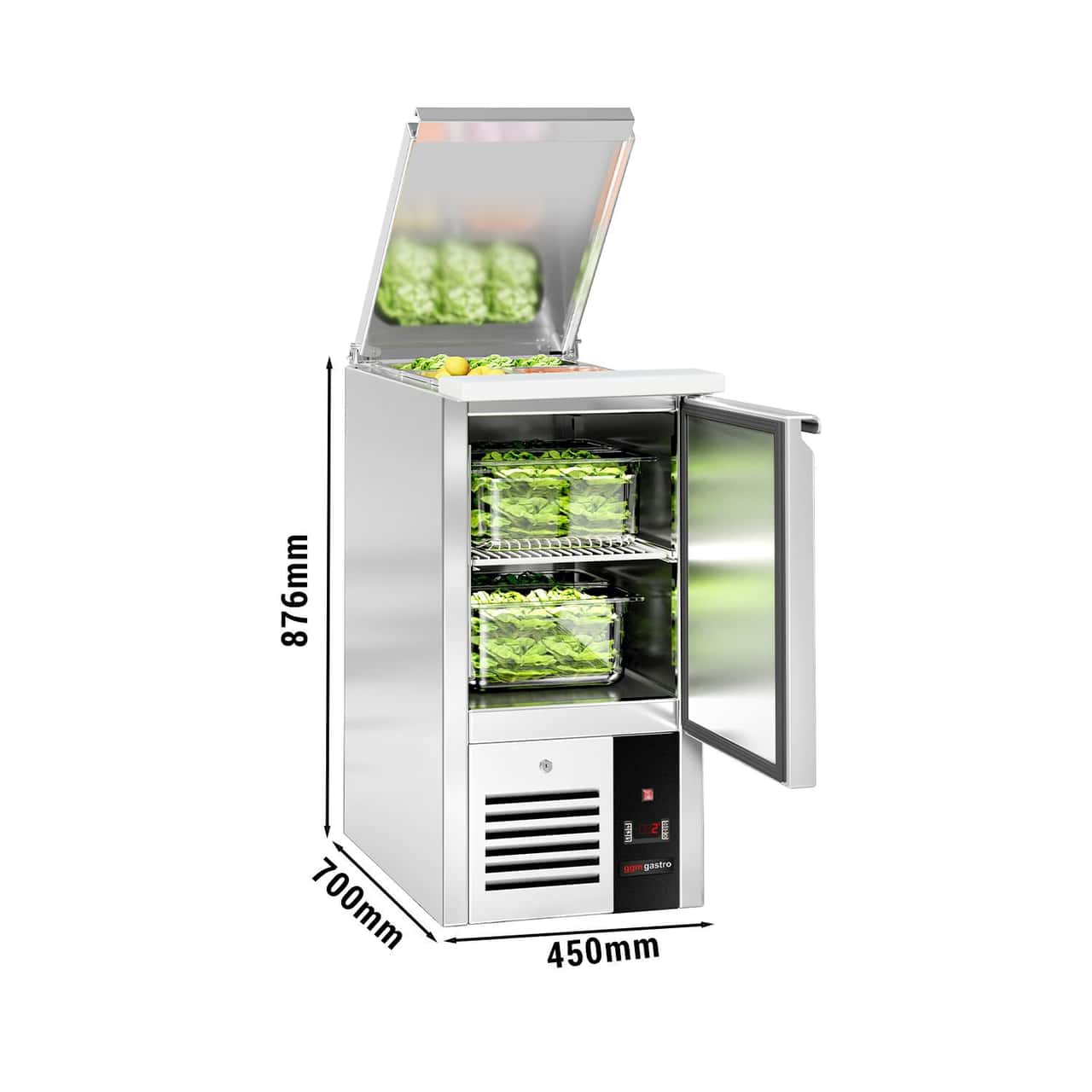 Saladette PREMIUM - 450mm - Einlass für GN-Behälter - 1 Tür