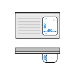 Spülmaschinen-Spülschrank - 1200x700mm - mit 1 Becken rechts