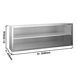 Edelstahl Wandhängeschrank PREMIUM - 2000x400mm - ohne Schiebetür - 650mm hoch