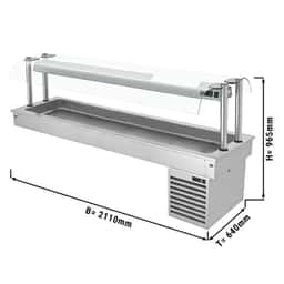 Einbau Kühlwanne - 2,1m - +2 ~ +8 °C - 6x GN 1/1 - mit Glas-Hustenschutz