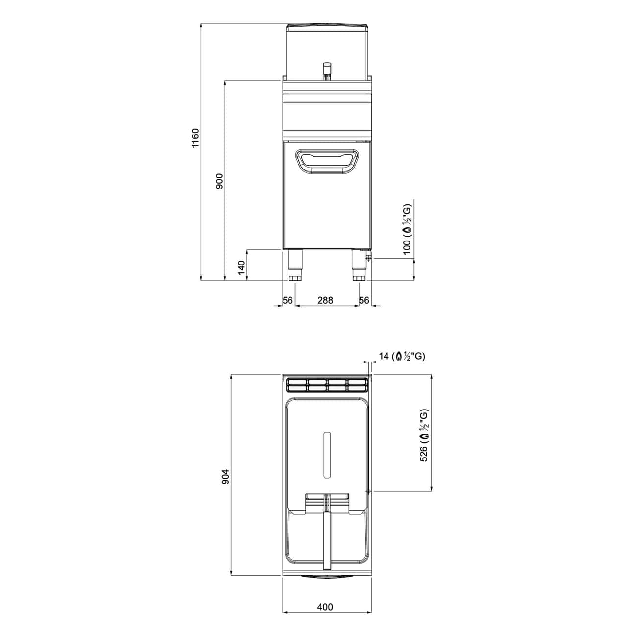 Gas Fritteuse - 20 Liter - 17,5 kW