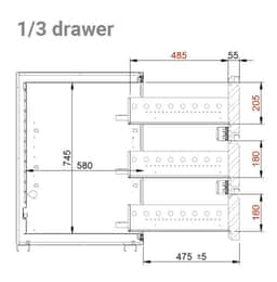 Biertheke Premium PLUS - 2500x700mm - 2 Türen & 3 Schubladen