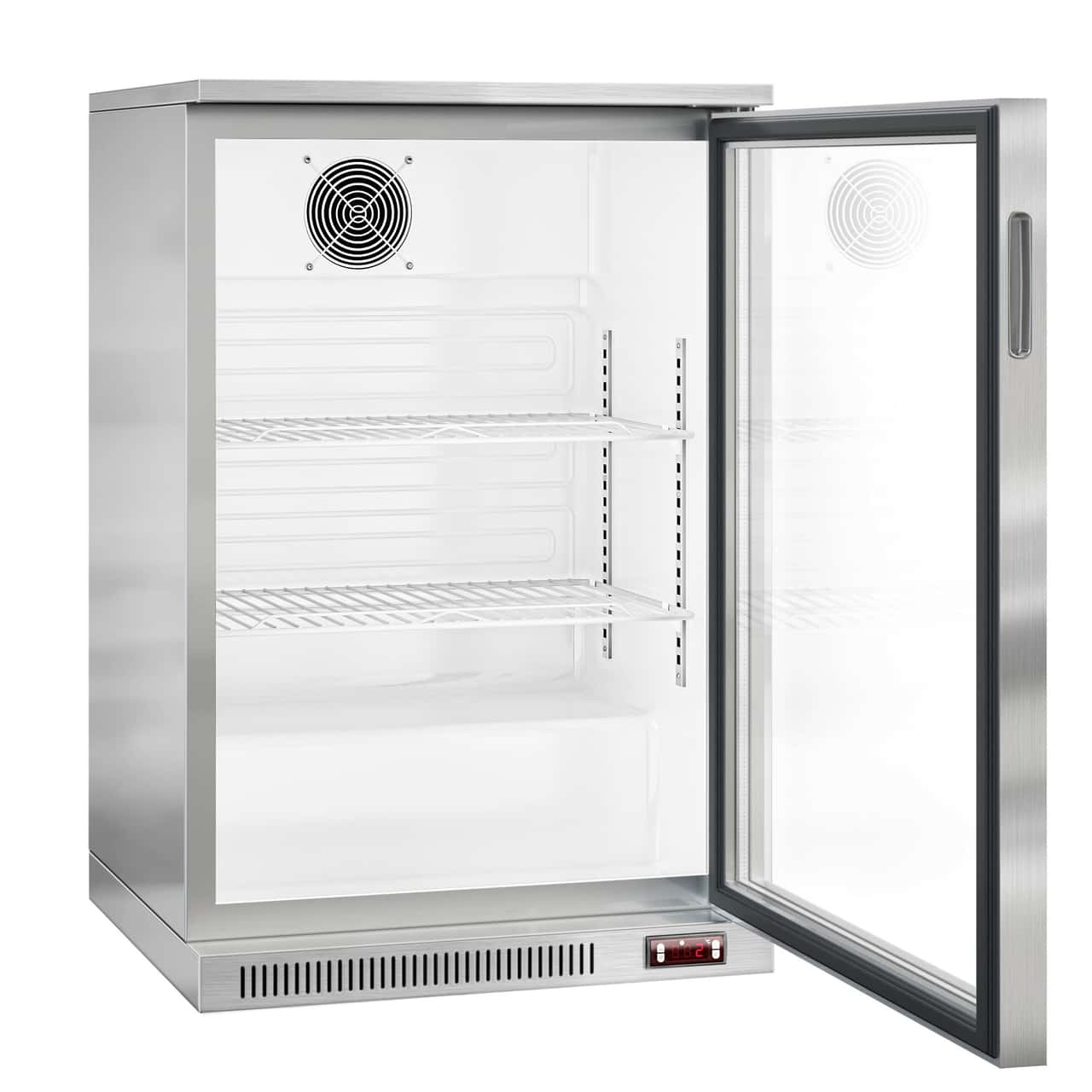 Barkühlschrank - 600mm - 130 Liter - mit 1 Glasflügeltür - Edelstahl