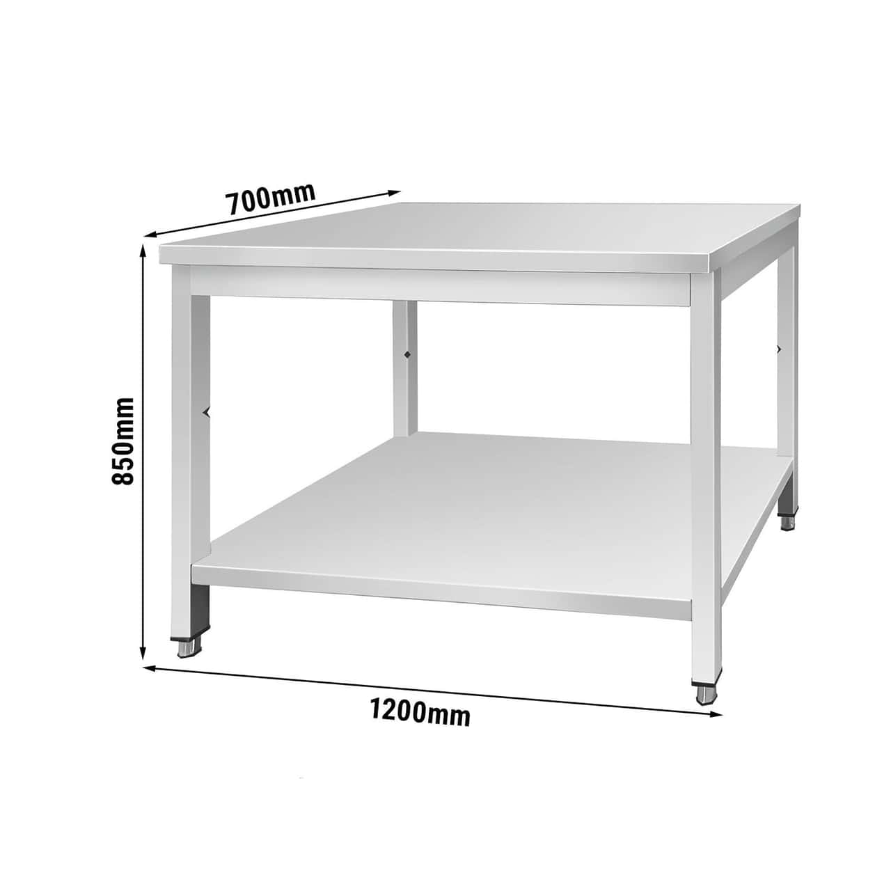 Edelstahl Arbeitstisch ECO - 1200x700mm - mit Grundboden ohne Aufkantung