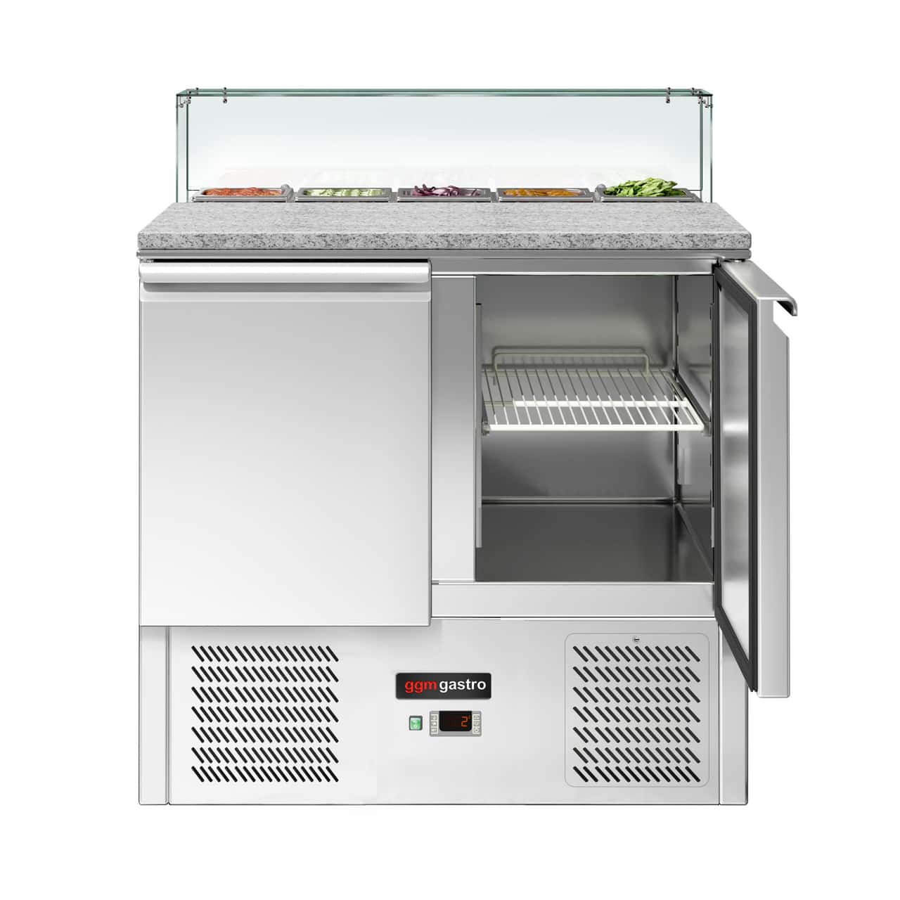 Saladette ECO - 900mm - 2 Türen - für 5x GN 1/6 - Glasaufsatz