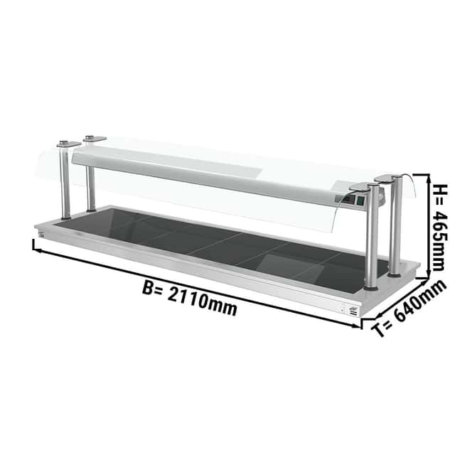 Einbau Warmhalteplatte - 2,1m - 6x GN 1/1 - mit Glas-Hustenschutz