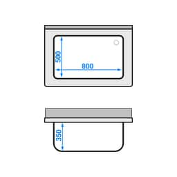 Topfspülschrank - 1000x700mm - mit 1 Becken