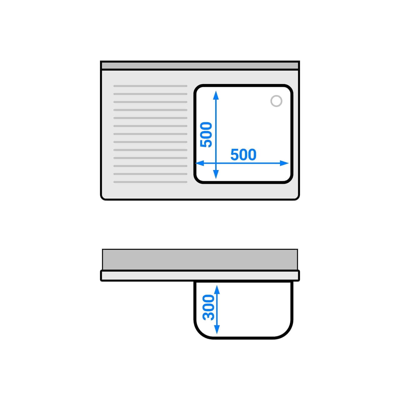 Spülschrank PREMIUM - 1000x700mm - mit 1 Becken rechts