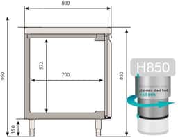 Bäckereikühltisch Premium PLUS - 2752x800mm - mit 4 Türen