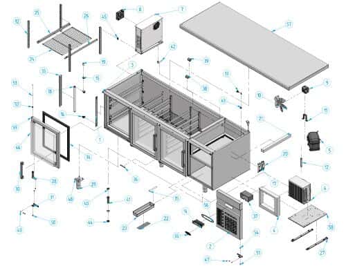 Bäckereikühltisch Premium PLUS - 2185x800mm - 3 Glastüren & Granitarbeitsplatte