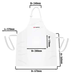 (5 Stück) Bistroschürze - Weiß - mit GGM Gastro Logo - B x H: 67 x 84 cm