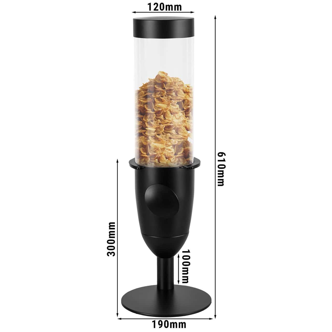 Müsli & Cornflakesspender - Ø 120mm - Schwarz - Drehausgabe