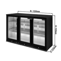 Barkühlschrank - 1350mm - 330 Liter - mit 3 Glasflügeltüren - Schwarz