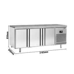 Bäckereikühltisch Premium PLUS - 2185x800mm - mit 3 Türen & Granitarbeitsplatte