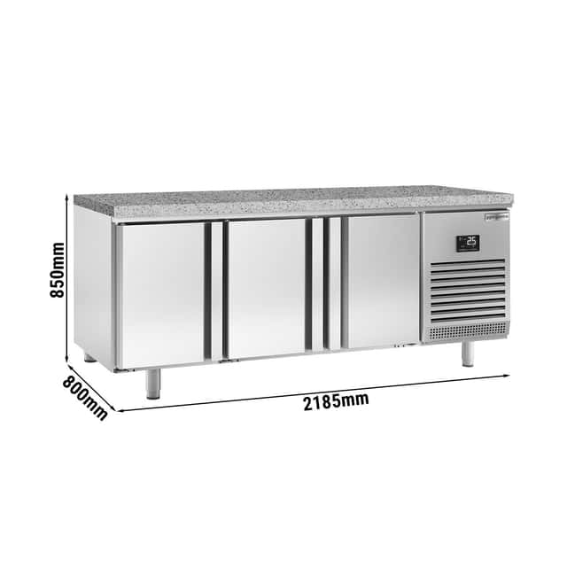 Bäckereikühltisch Premium PLUS - 2185x800mm - mit 3 Türen & Granitarbeitsplatte