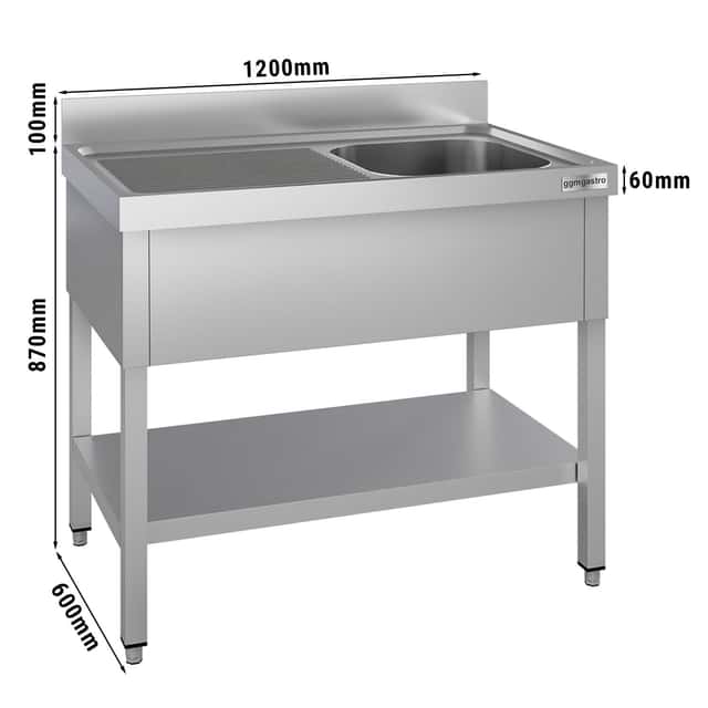 Spültisch ECO - 1200x600mm - mit Grundboden & 1 Becken rechts