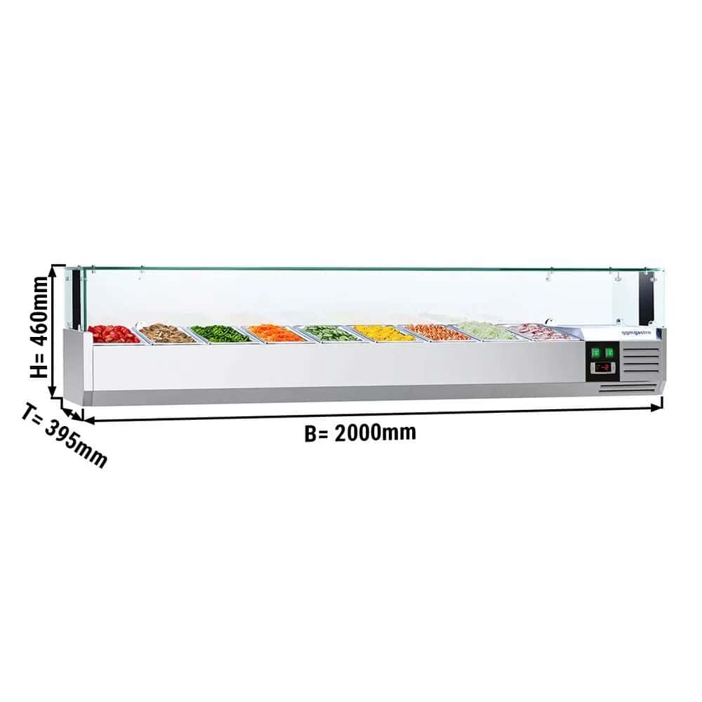 Kühlaufsatzvitrine PREMIUM mit LED-Licht - 2000x395mm - 9x GN 1/3