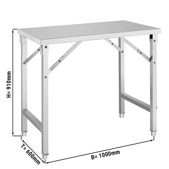 Edelstahl Arbeitstisch - klappbar - 1000x600mm