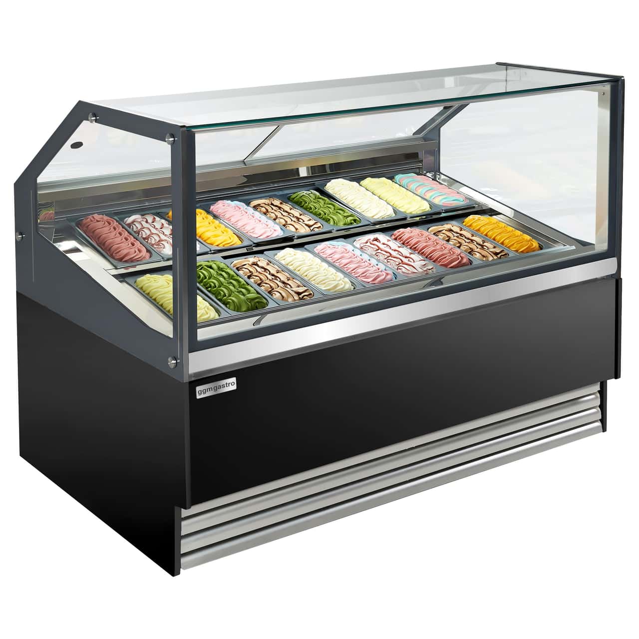 Ice cream counter THEO- 1730mm - air circulation - for 18x 5 liter containers - black