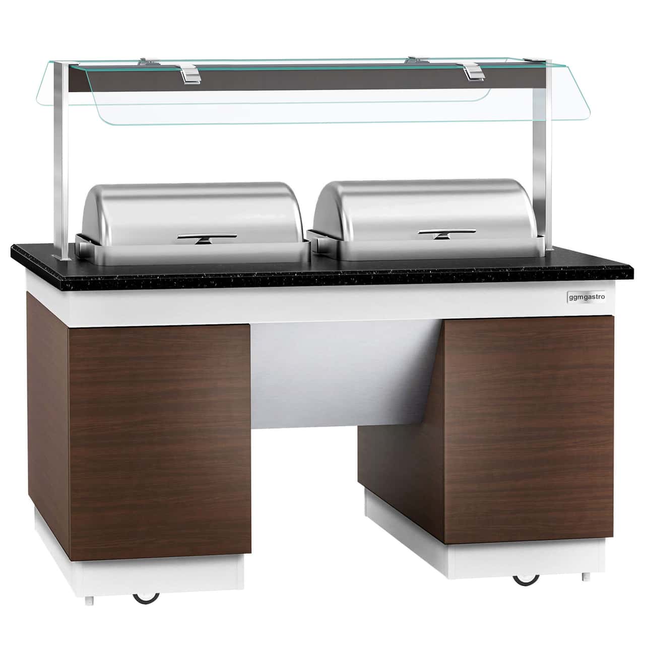 Buffettheke DUBLIN - 1600mm - mit 2 Chafing Dishes & Rollen