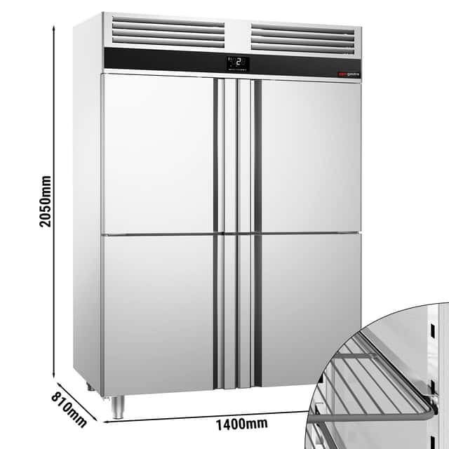 Kühlschrank Edelstahl PREMIUM - GN 2/1 - 1400 Liter - mit 4 Halbtüren