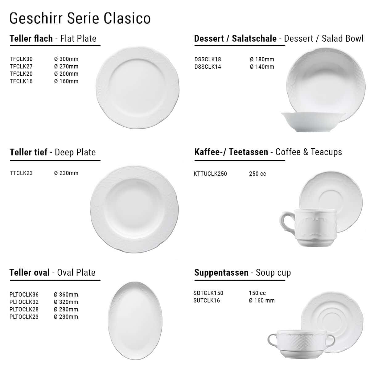 (24 Stück) CLASICO - Platte/ Teller oval - L = 28 cm