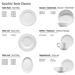 (24 Stück) CLASICO - Platte/ Teller oval - L = 28 cm