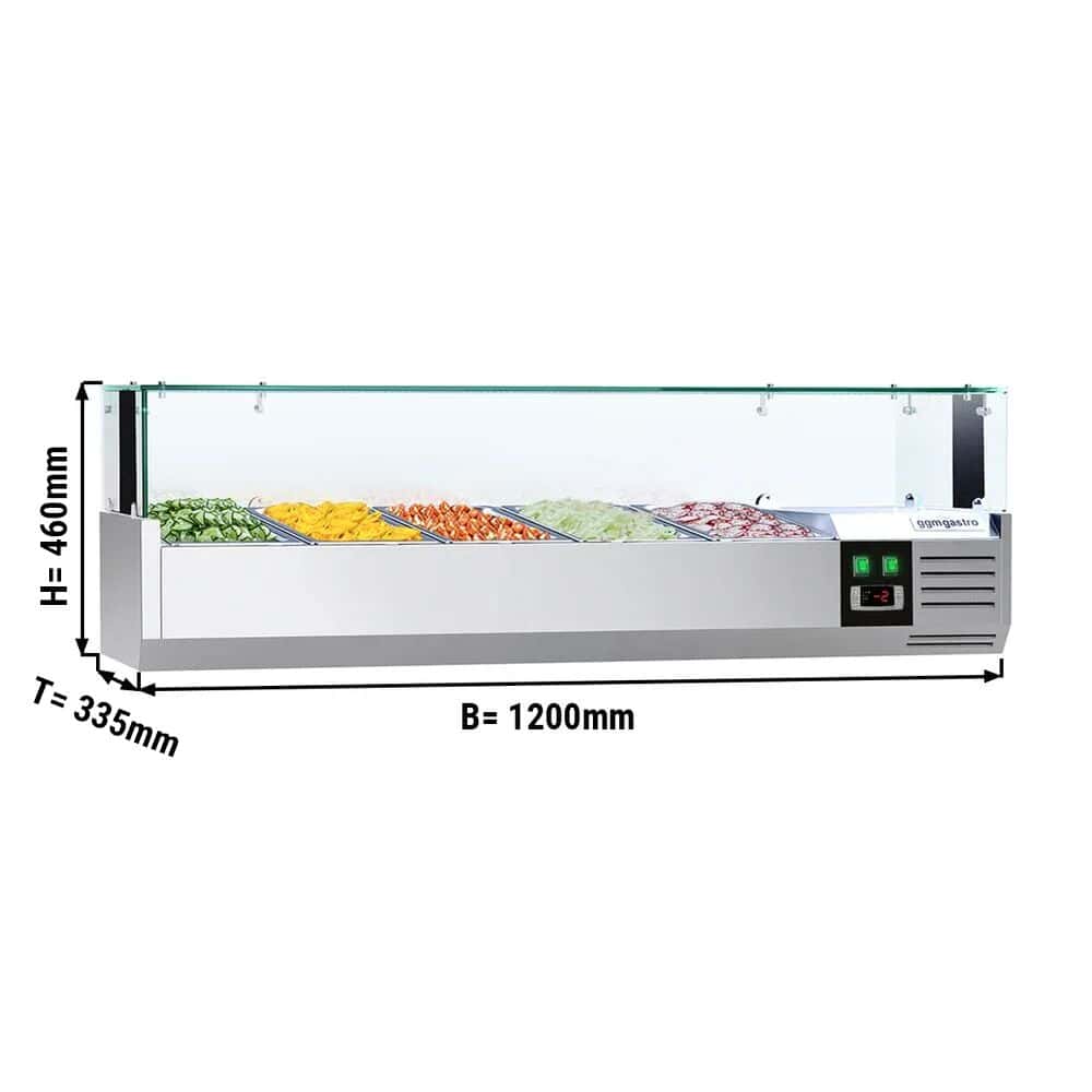 PREMIUM refrigerated display case with LED light - 1200x335mm - 5x GN 1/4