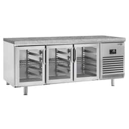 Bäckereikühltisch Premium PLUS - 2185x800mm - 3 Glastüren & Granitarbeitsplatte