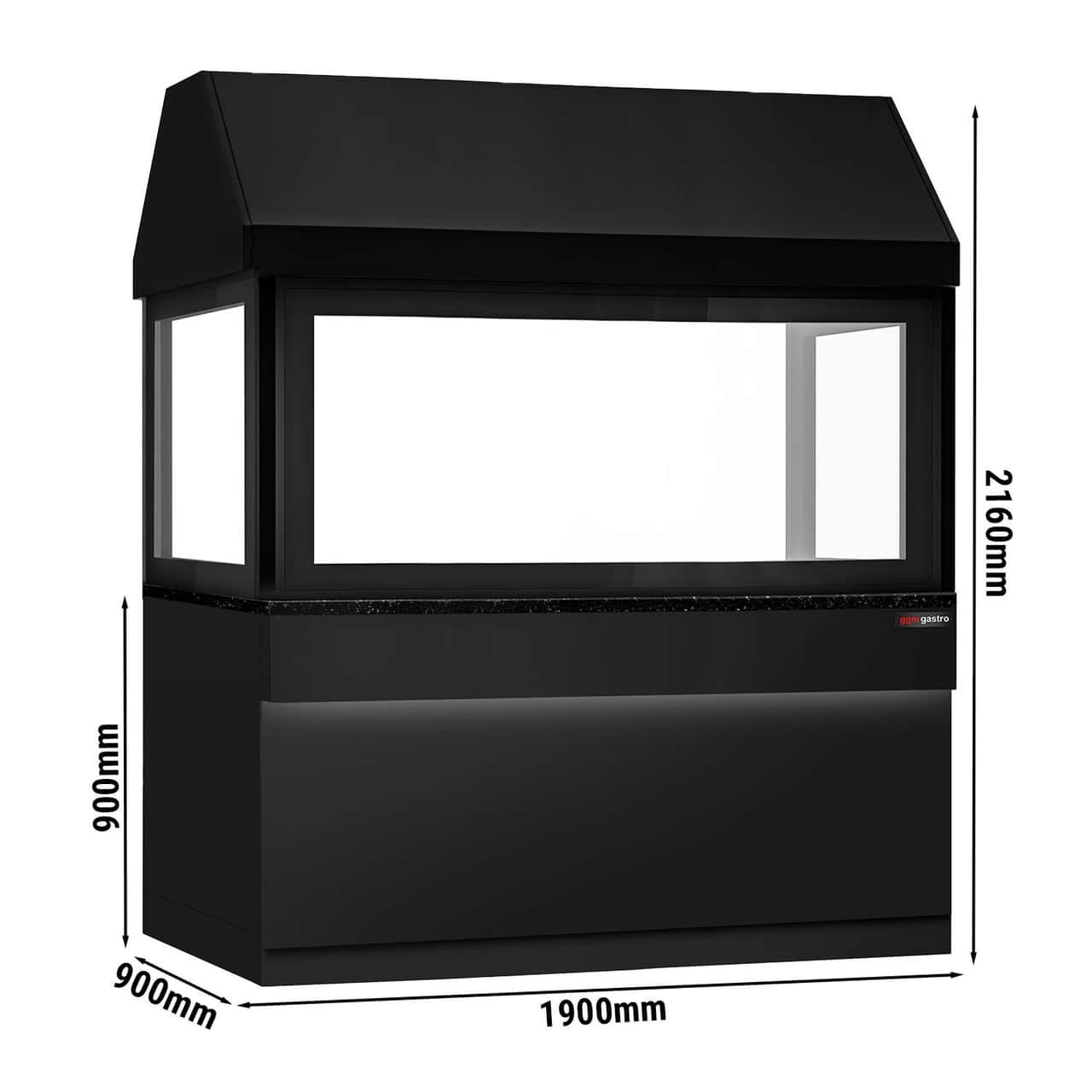 Neutralelement für Holzkohlegrills TORONTO - 1900mm - schwarze Front - schwarze Granit-Arbeitsplatte