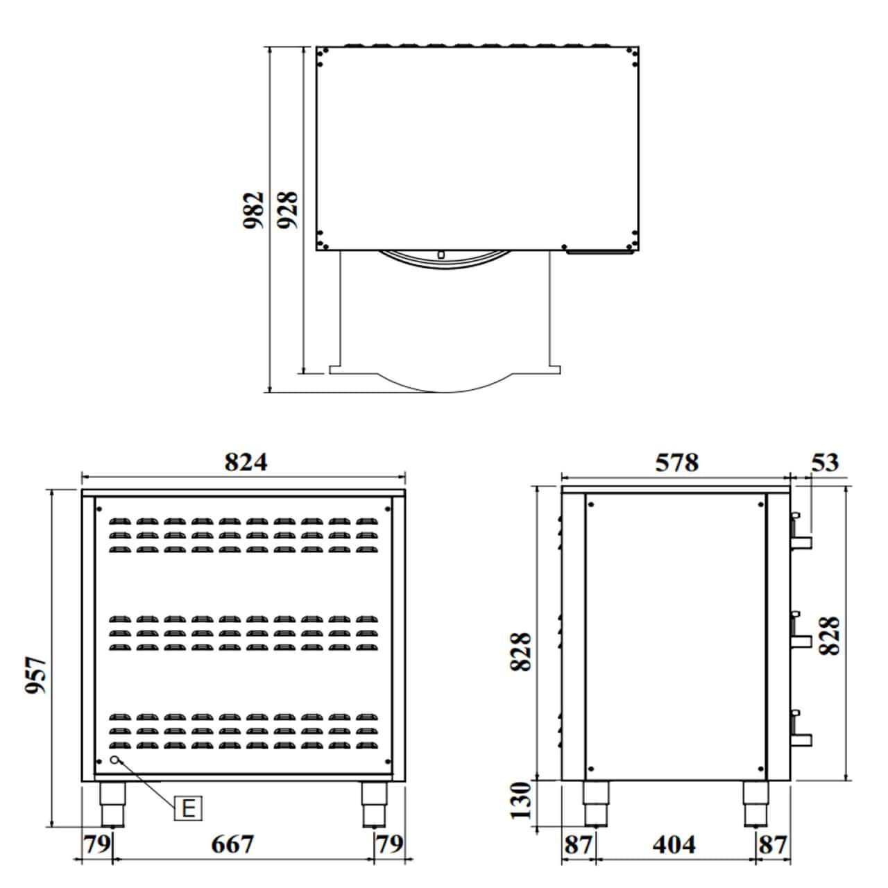 Wärmeschrank - 824mm - 3 Schubladen