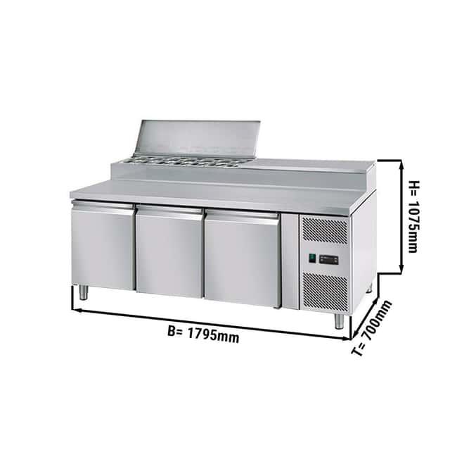 Zubereitungstisch ECO - 1795mm - für 10x GN 1/3 - 3 Türen