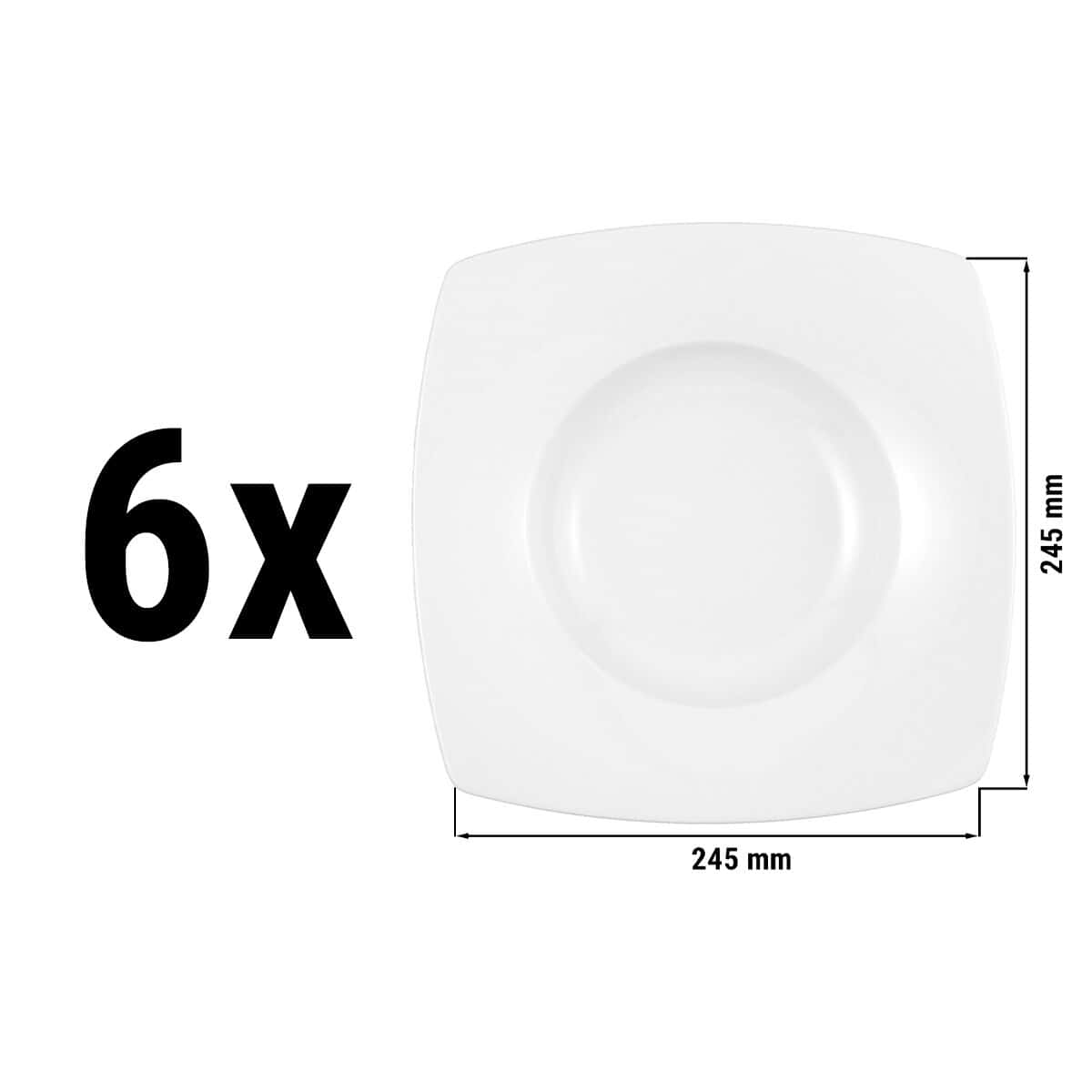 (6 pieces) Seltmann Weiden - Deep plate ECKIG - 245 mm