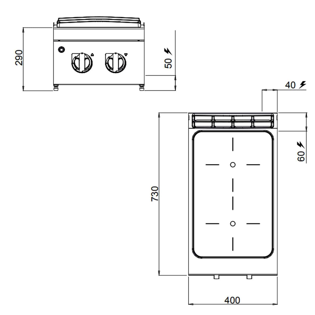 Infrarotherd - 6,4 kW - 2 Kochfelder