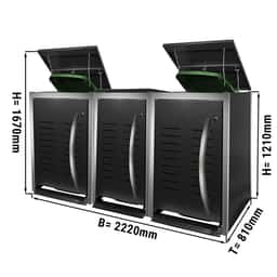 (3 Stück) Mülltonnenboxen für den Außenbereich