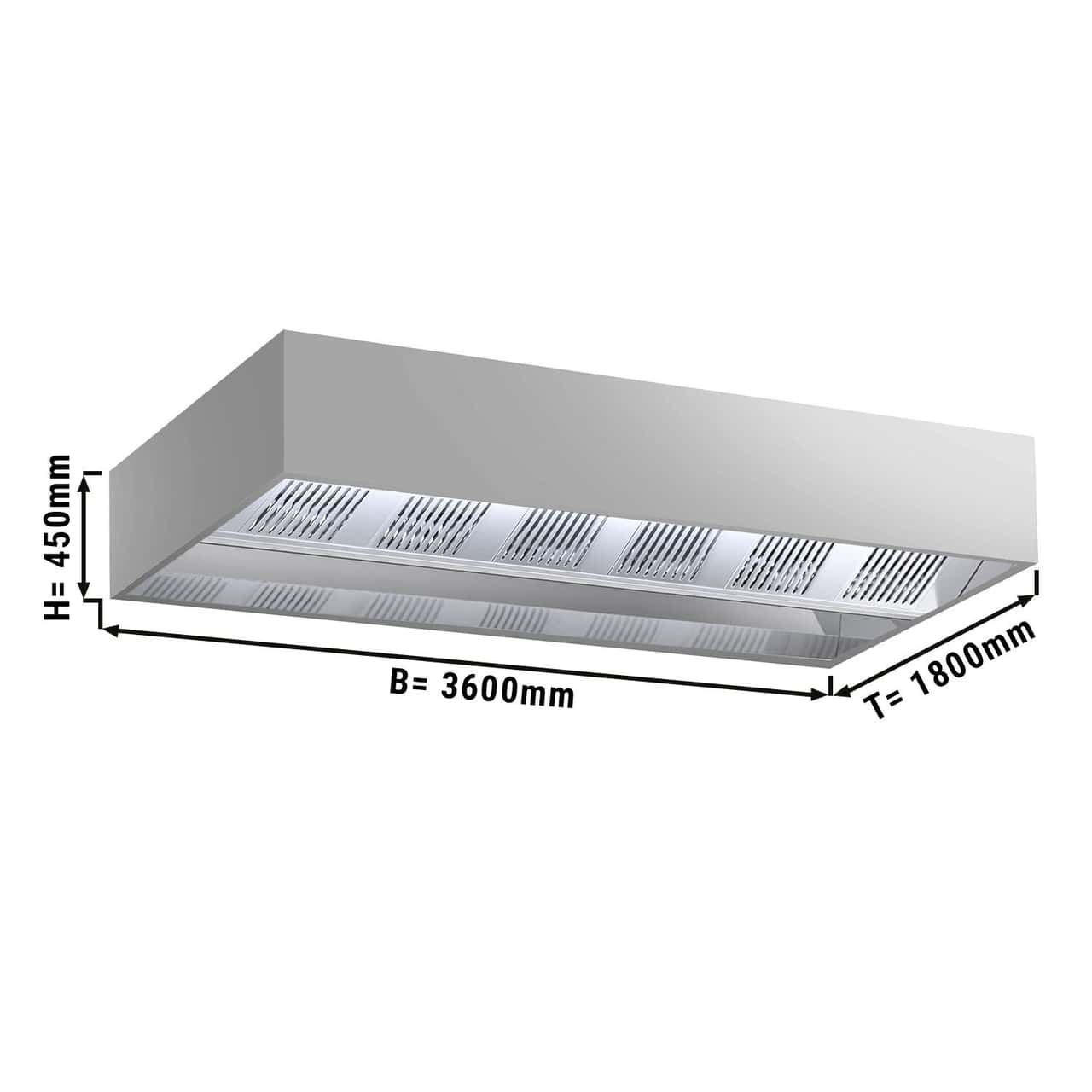 Induktions-Deckenhaube - 3,6m - mit Filter & LED Lampe