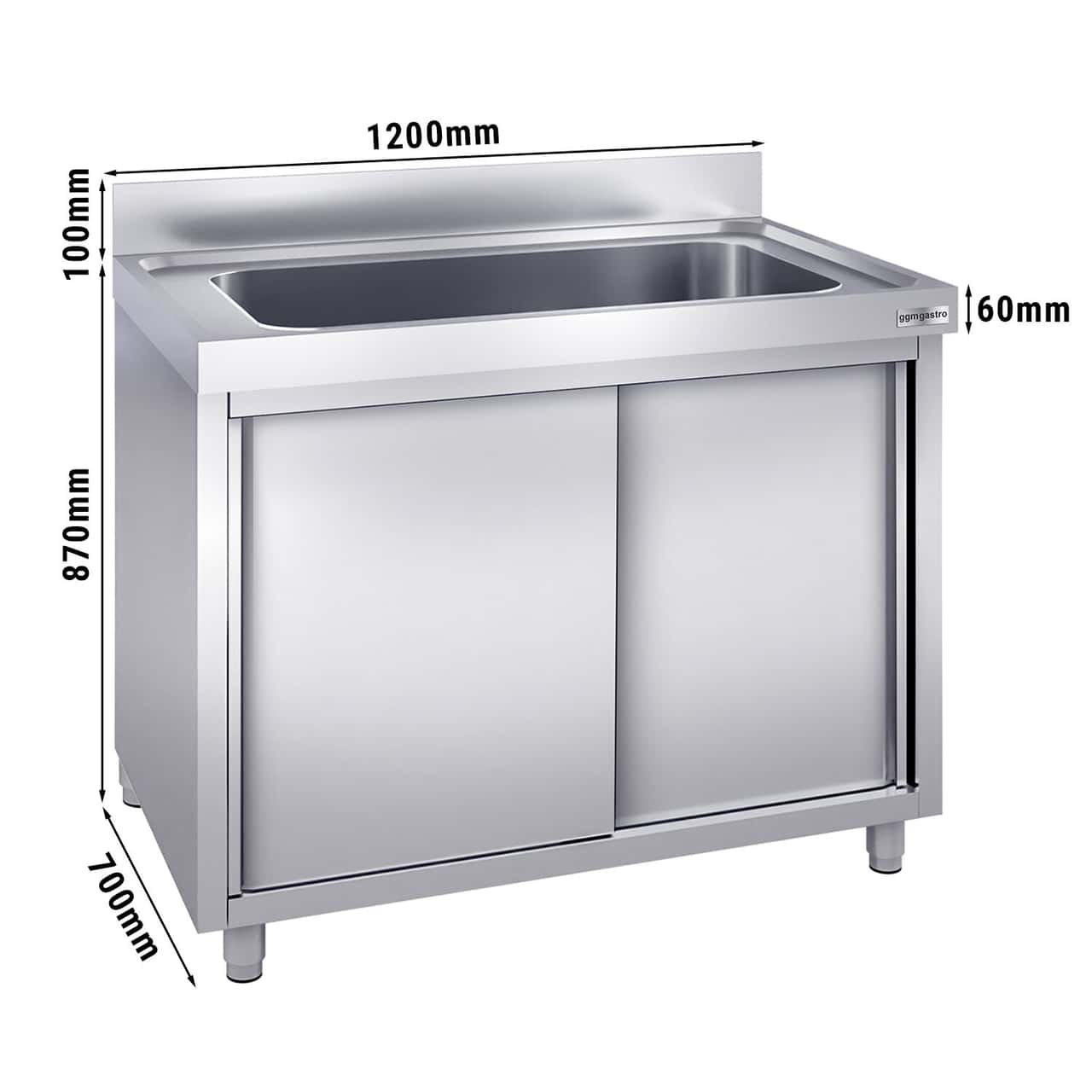 Topfspülschrank - 1200x700mm - mit 1 Becken