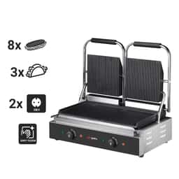 Kontaktgrill - 3,6 kW - oben & unten Gerillt - Grillfläche: 485x235mm