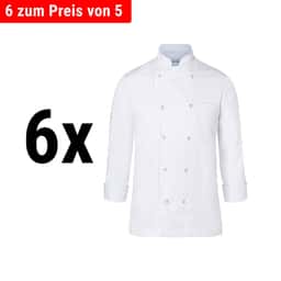 (6 Stück) KARLOWSKY | Kochjacke Basic - Weiß - Größe: M