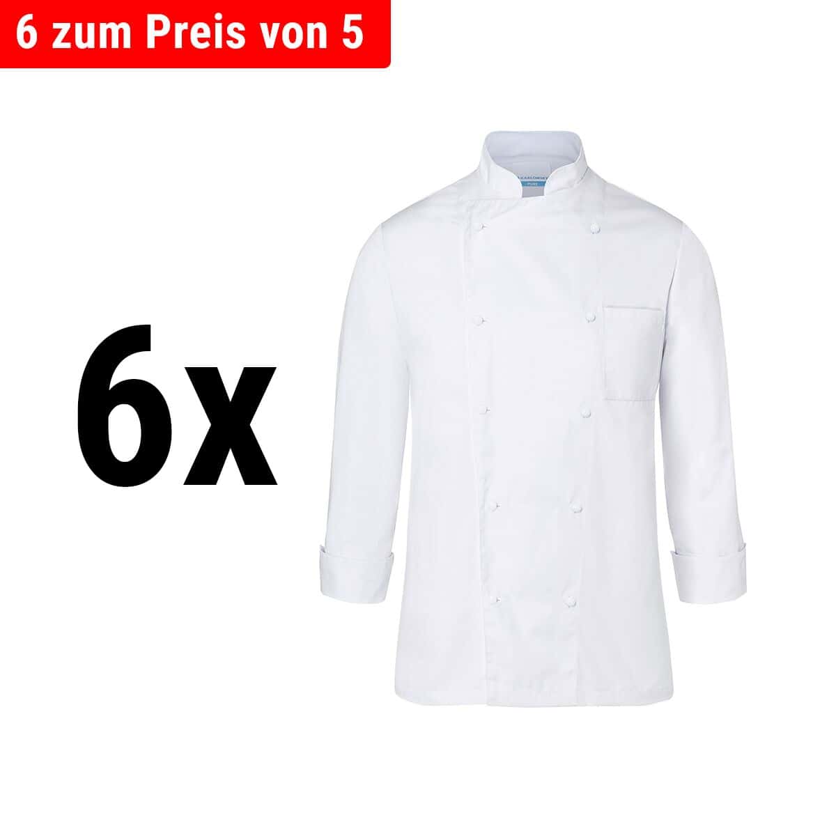 (6 Stück) KARLOWSKY | Kochjacke Basic - Weiß - Größe: 4XL