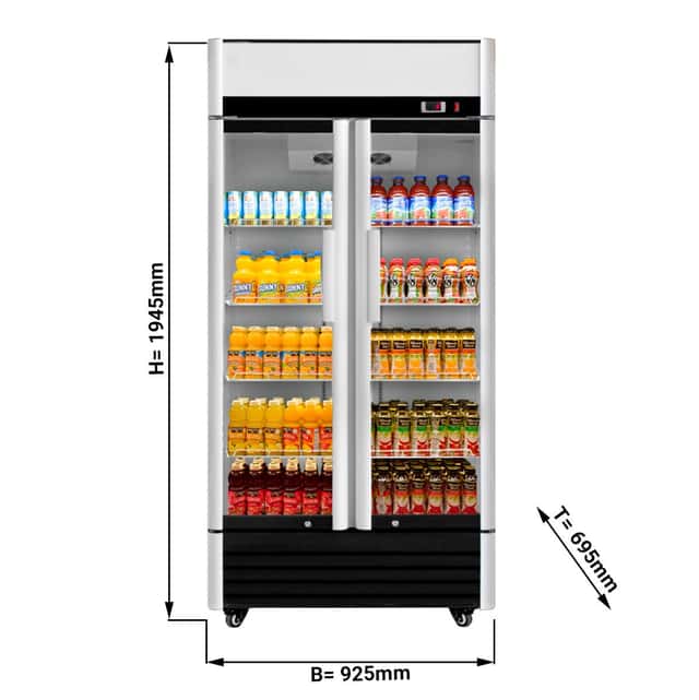 Getränkekühlschrank - 630 Liter - 2 Glastüren & LED Beleuchtung