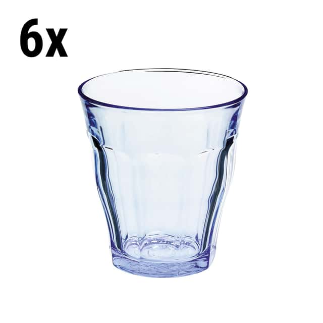 (6 Stück) Duralex Allzweck Trinkglas - PICARDIE - 220 ml - Blau-Transparent