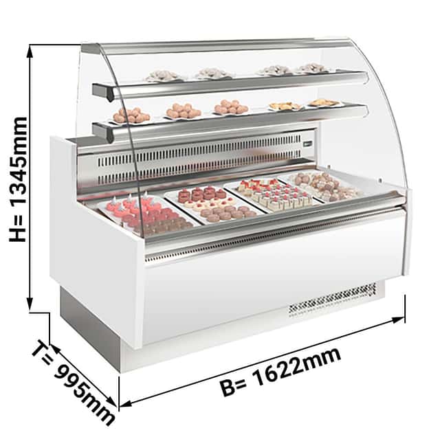 Kuchentheke - 1620mm - mit LED-Beleuchtung & 2 Ablagen